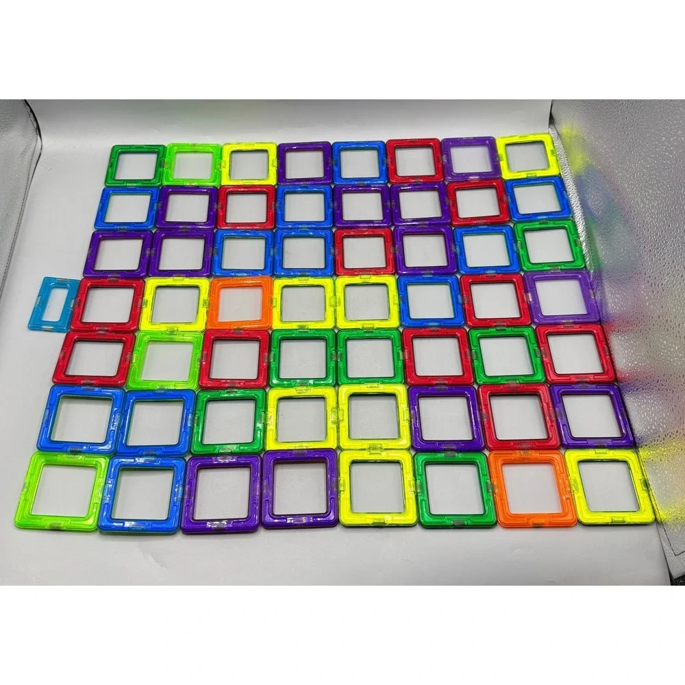 Magformers Magnetic Building Tiles 105 Pc Set Rainbow Colors STEM Mixed Shapes